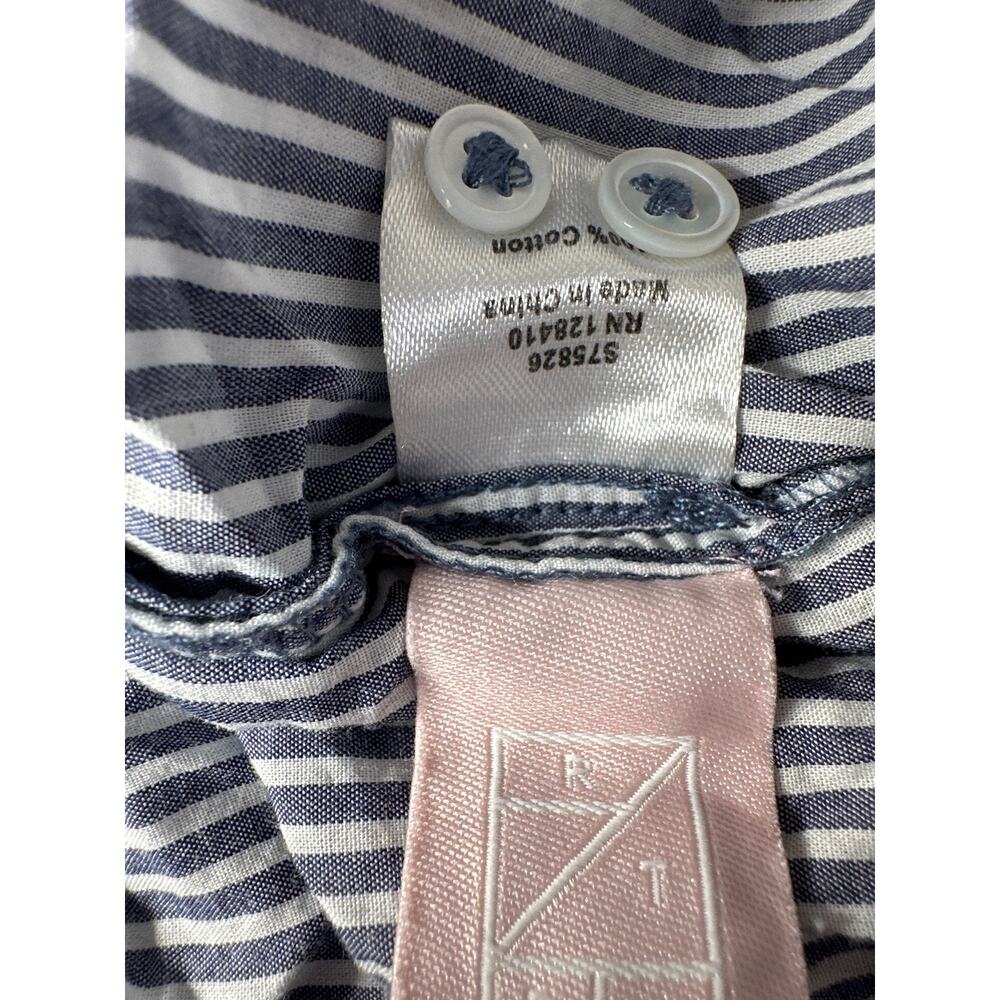 Ann Mashburn Ingrid Shirt Dress Striped Long Sleeve Tie Waist Maxi Blue White M - Picture 9 of 12